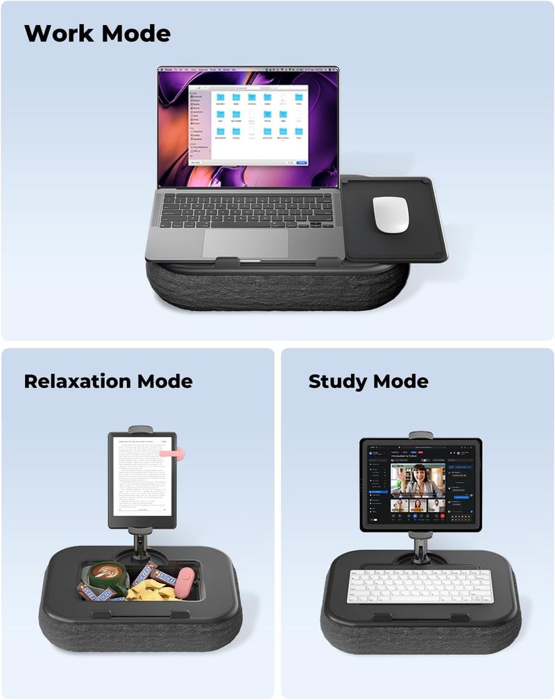 Viozon Kindle Pillow Stand Holder, Phone holder for Bed, Laptop Lap Desk with Mouse Pad,Compatible with 4.7-13" Kindle/Tablet/Phone,10-15"Laptop, Snack Bowl⋓ Attachment&Detachable 360°Stand Arm, B - Image 2